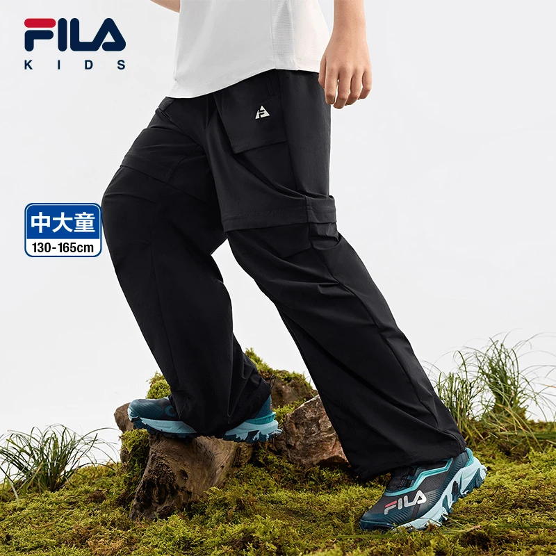 FILA斐乐儿童2024年新款中大童运动户外梭织儿童长裤K12B433820