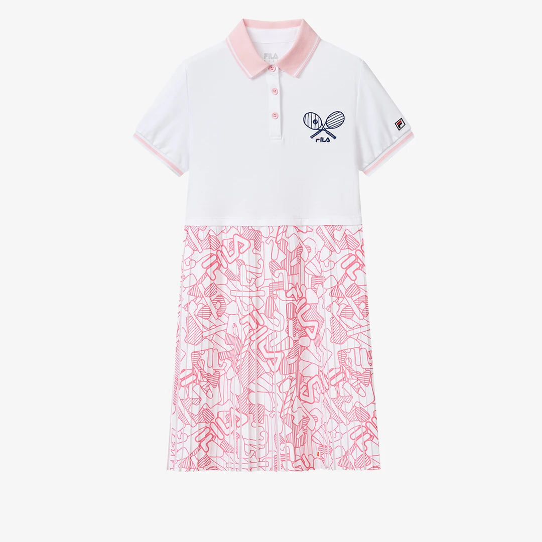 FILAKIDS夏季女童撞色透气百搭【千金气质风】运动连衣裙K12G422314