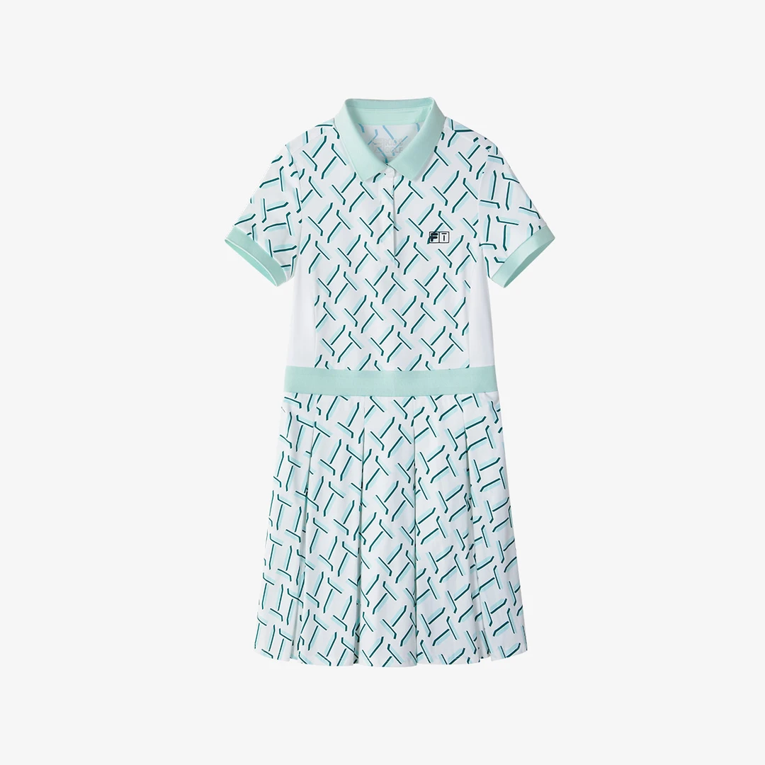 FILAKIDS清新欧若风夏季女童高尔夫系列薄荷曼波连衣裙K12G423320