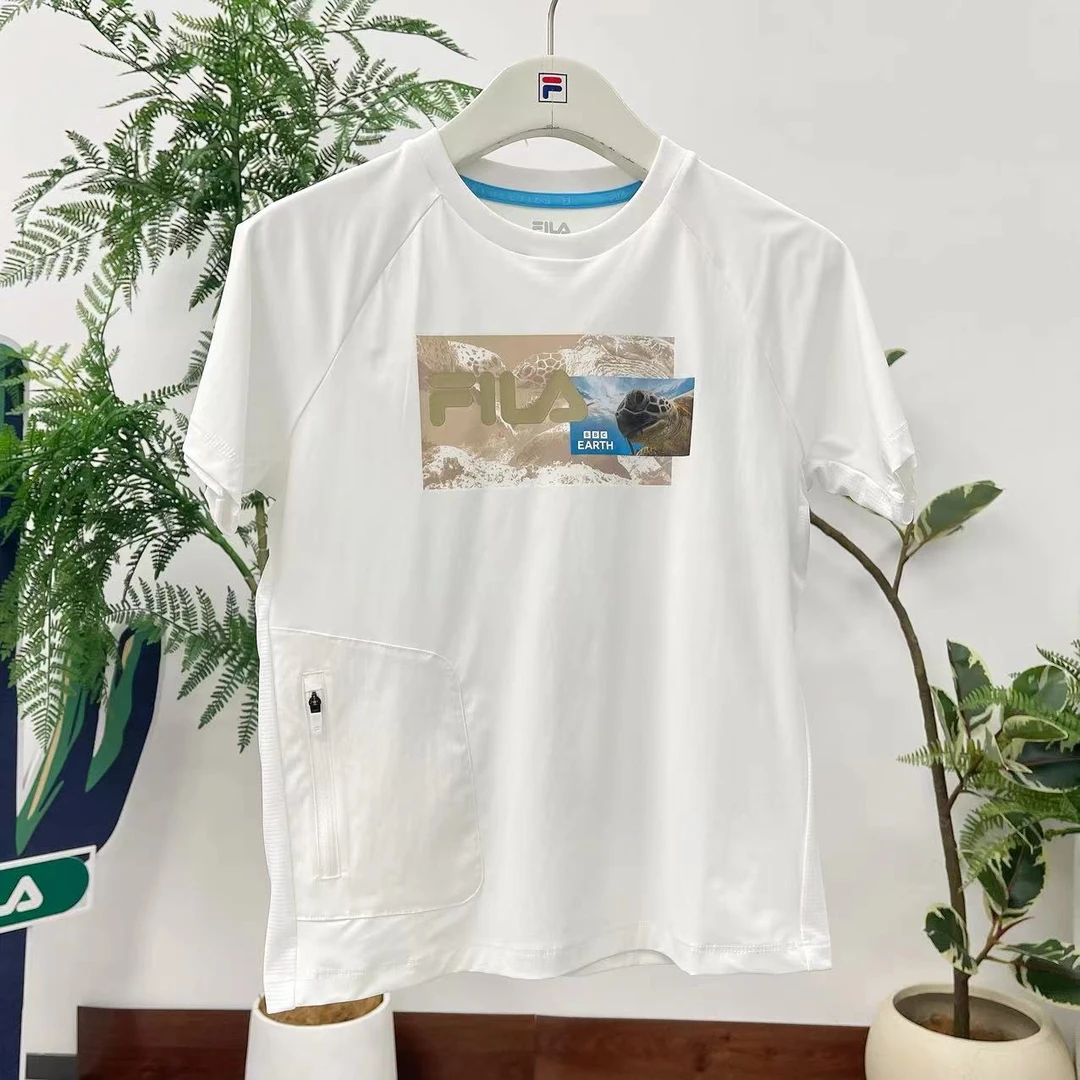 FILA斐乐儿童T恤夏季户外干爽速干短袖圆领防晒T恤K12B433101