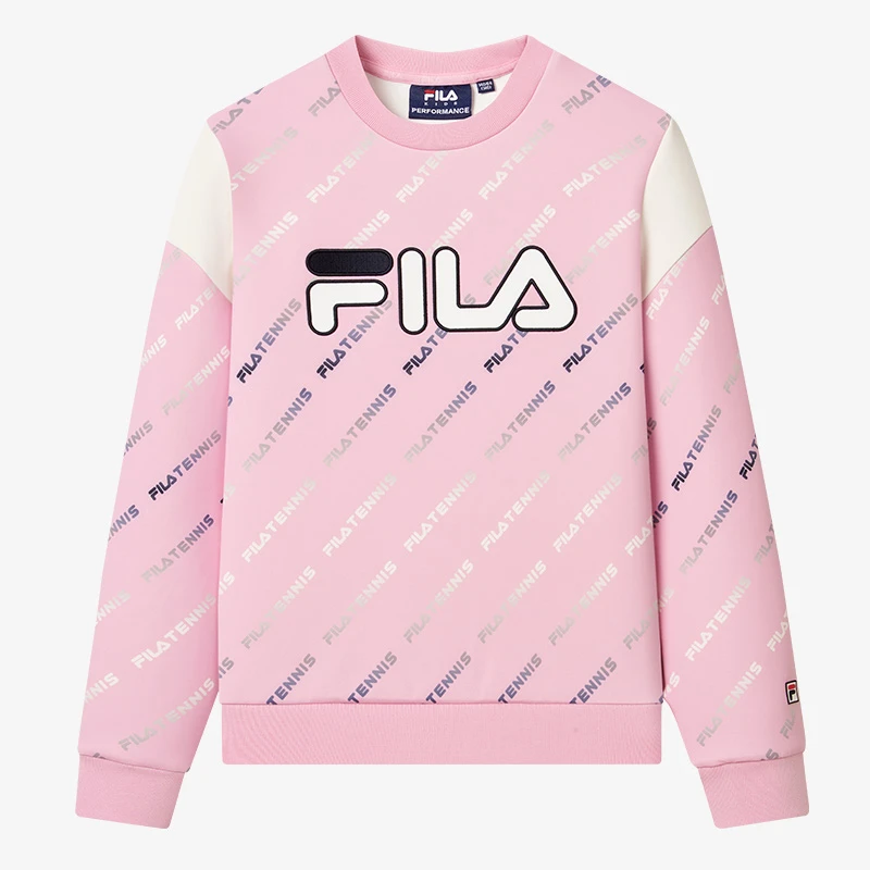 斐乐儿童冬季女童时尚潮流印花宽松圆领长袖卫衣K62G443230