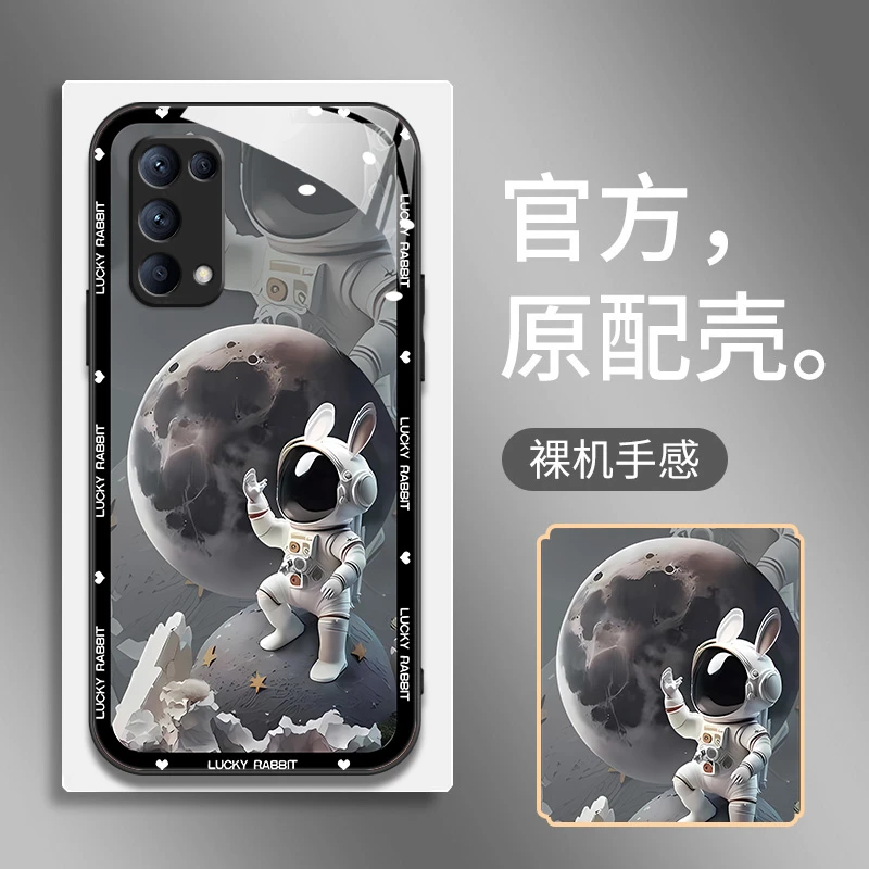 OPPOReno5手机壳5k磨砂reno5pro玻璃个性时尚潮牌网红新款宇航员