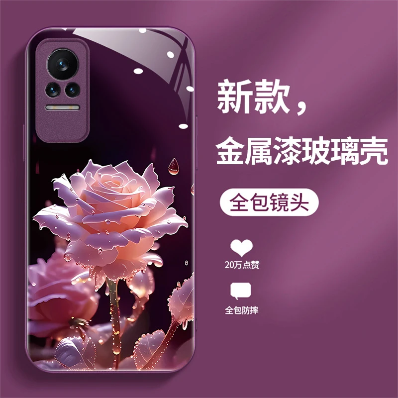 小米civi手机壳液态玻璃保护套网红创意时尚潮牌新款可爱雨中绽放