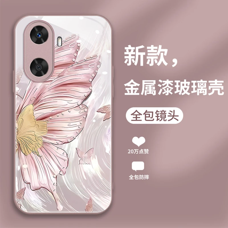 适用畅享60手机壳新款个性高级感时尚潮牌创意防摔羽蝶玻璃保护套