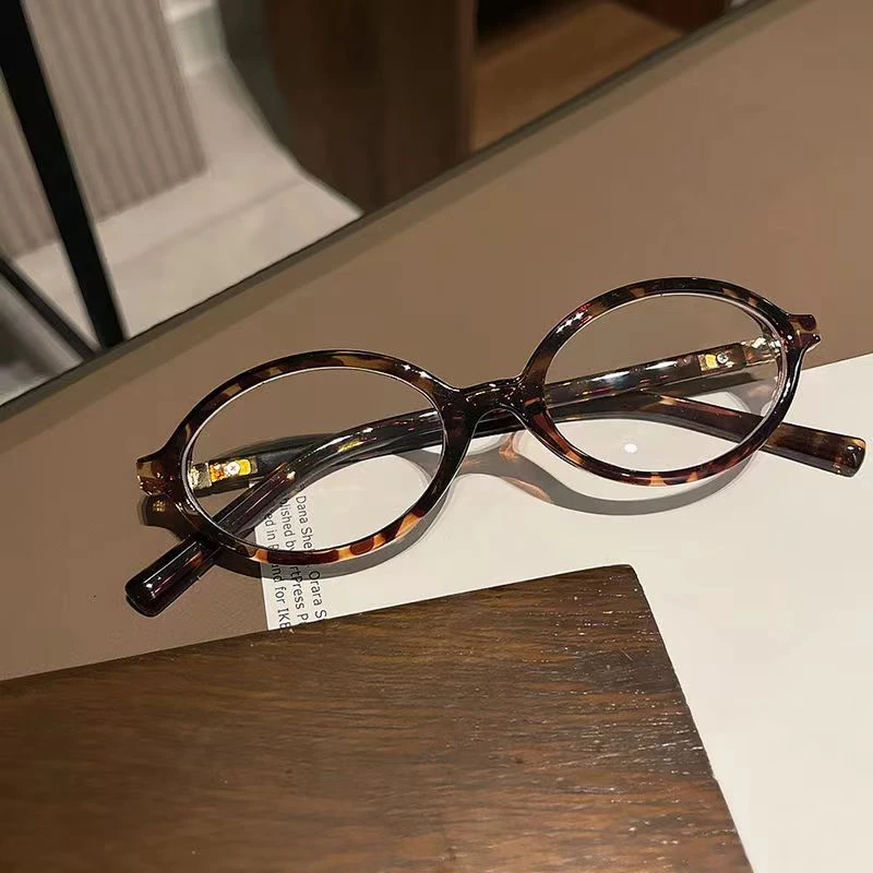 书呆子眼镜女张元英同款豹纹椭圆复古近视可配度数蓝光小框无度潮