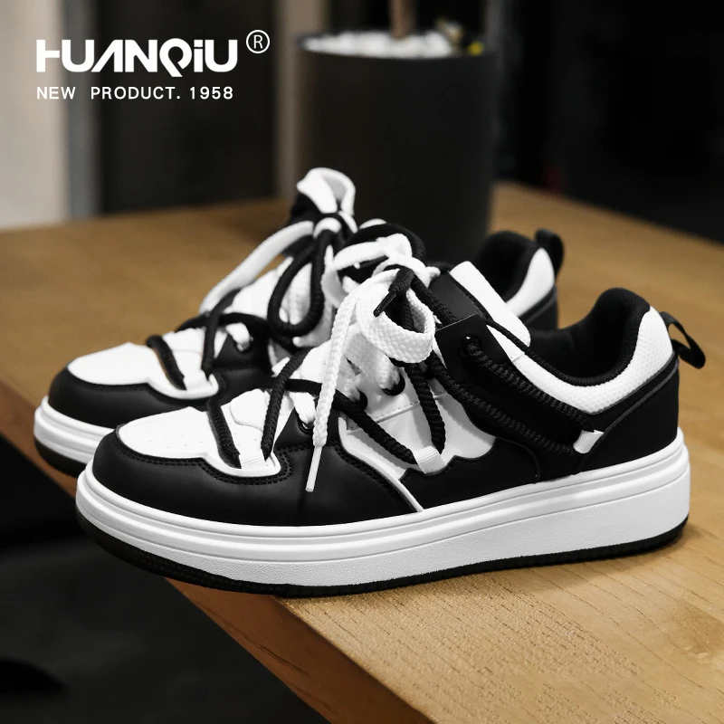 环球厚底熊猫板鞋男款2024秋夏季新款时尚潮流运动休闲面包小白鞋