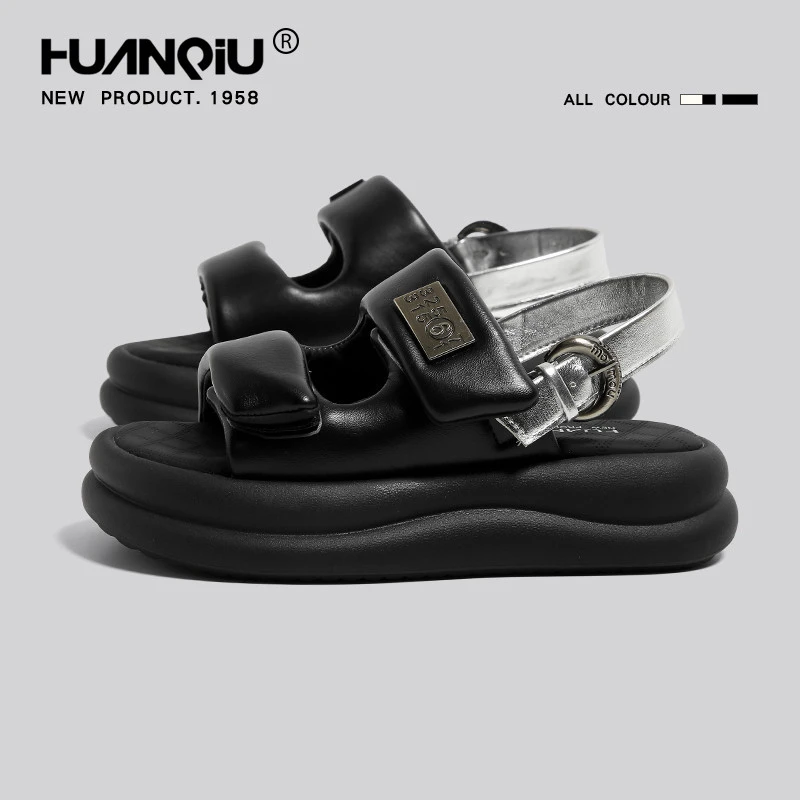 环球魔术贴厚底凉鞋女秋季外穿2024新款时尚沙滩运动罗马凉拖鞋女