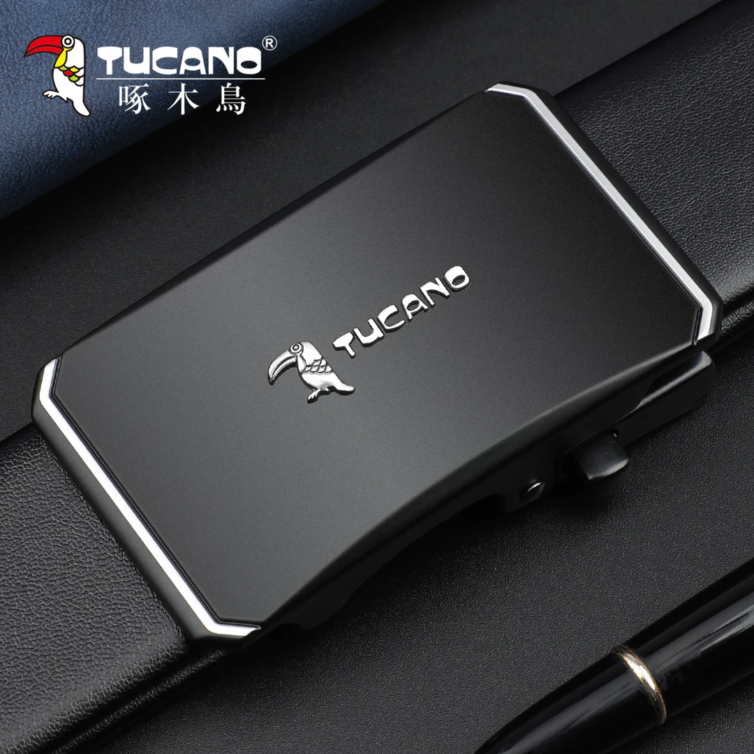 啄木鸟男士皮带真皮自动扣腰带韩版时尚休闲中年青年商务牛皮裤带