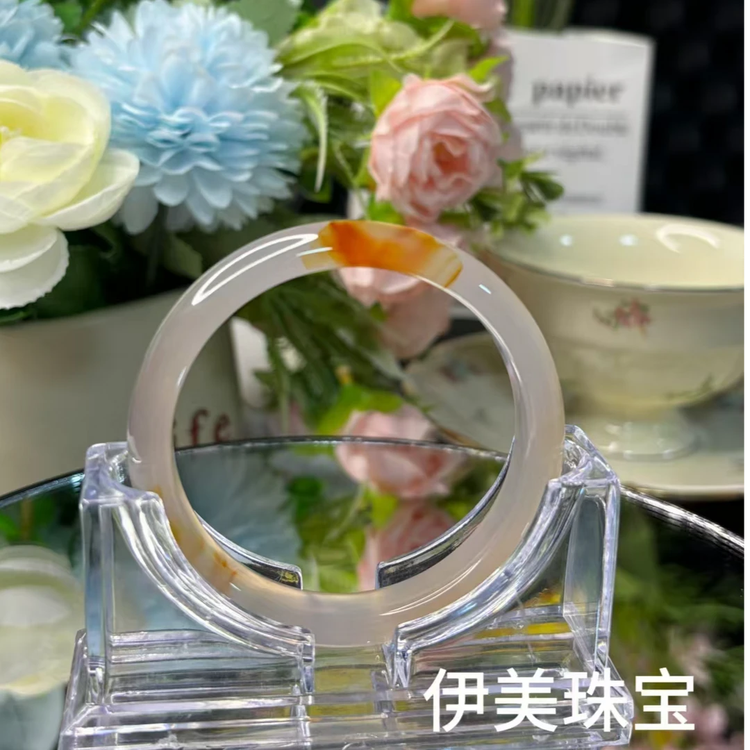 三生锦鲤自然飘花天然原色玛瑙玉髓手镯俏皮百搭（多样性发一）