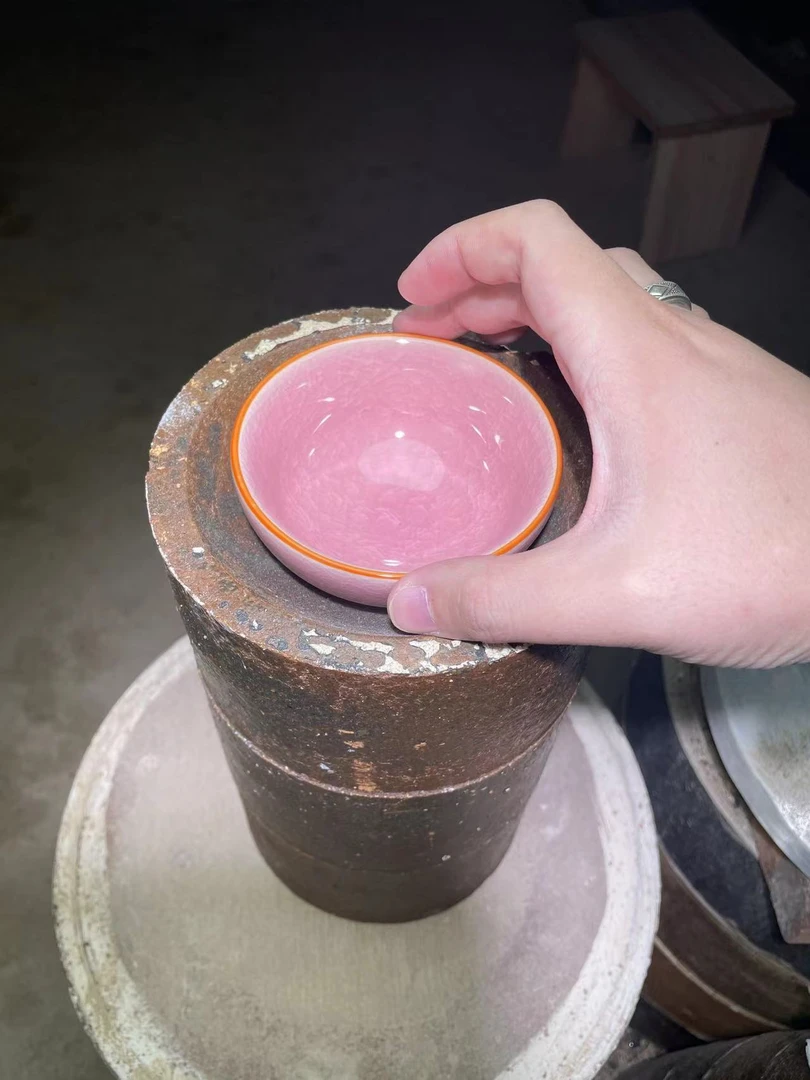 【闪购商品】瓷茶盏   樱花粉冰冰裂盏  礼盒装