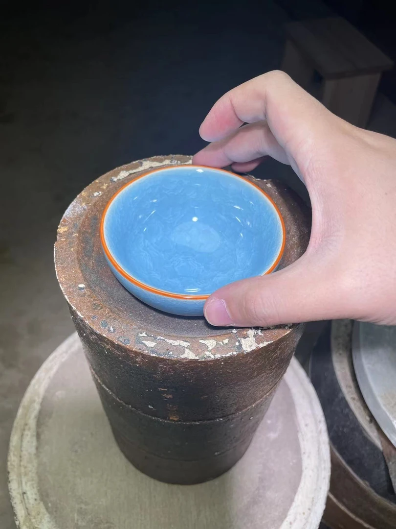 【闪购商品】瓷茶盏 天空蓝冰裂盏