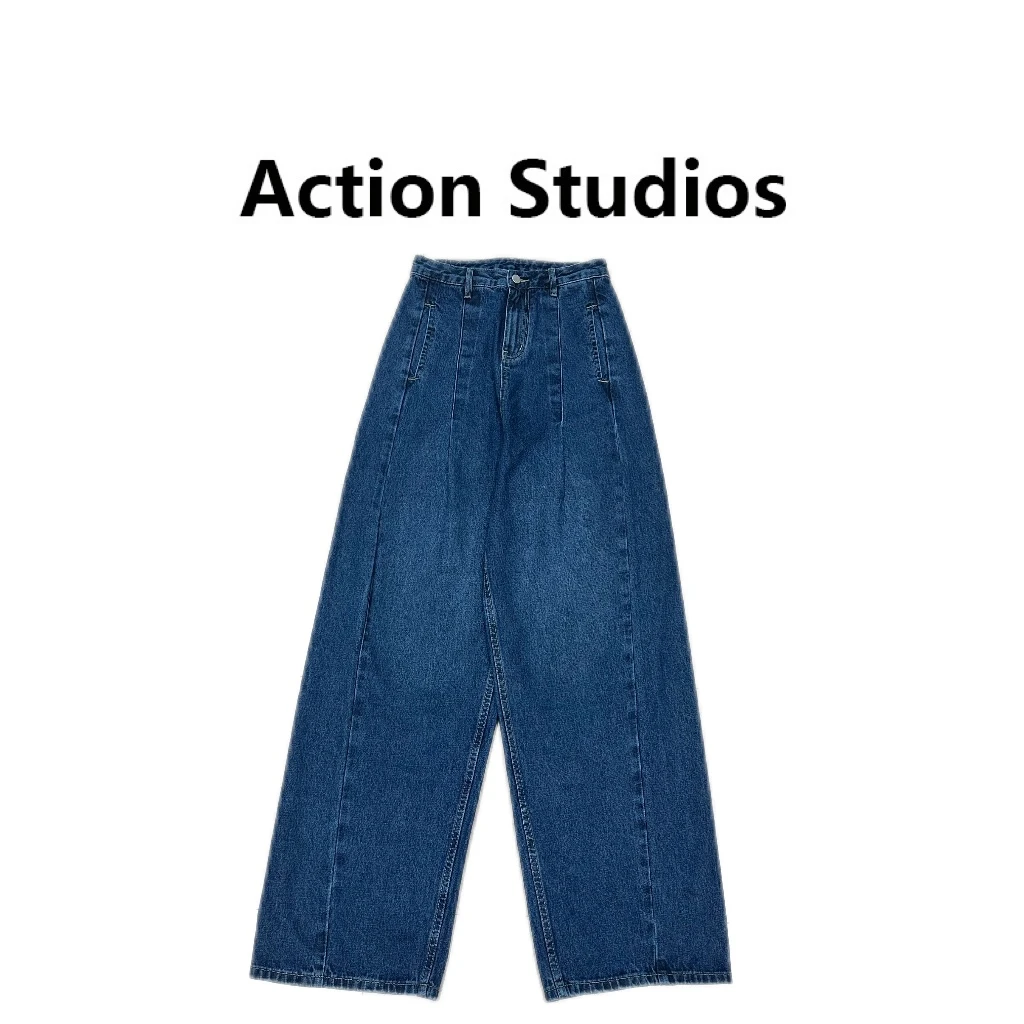 Action Studios【拖地裤】大大推荐纯棉深蓝牛仔宽松长裤ACC770