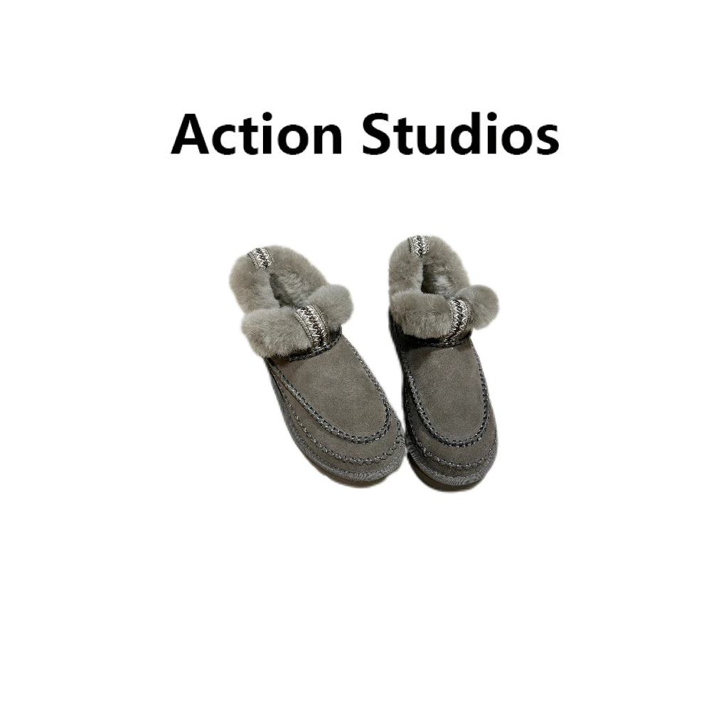 Action Studios大大 推荐舒适轻奢加绒加厚保暖休闲毛毛鞋8791