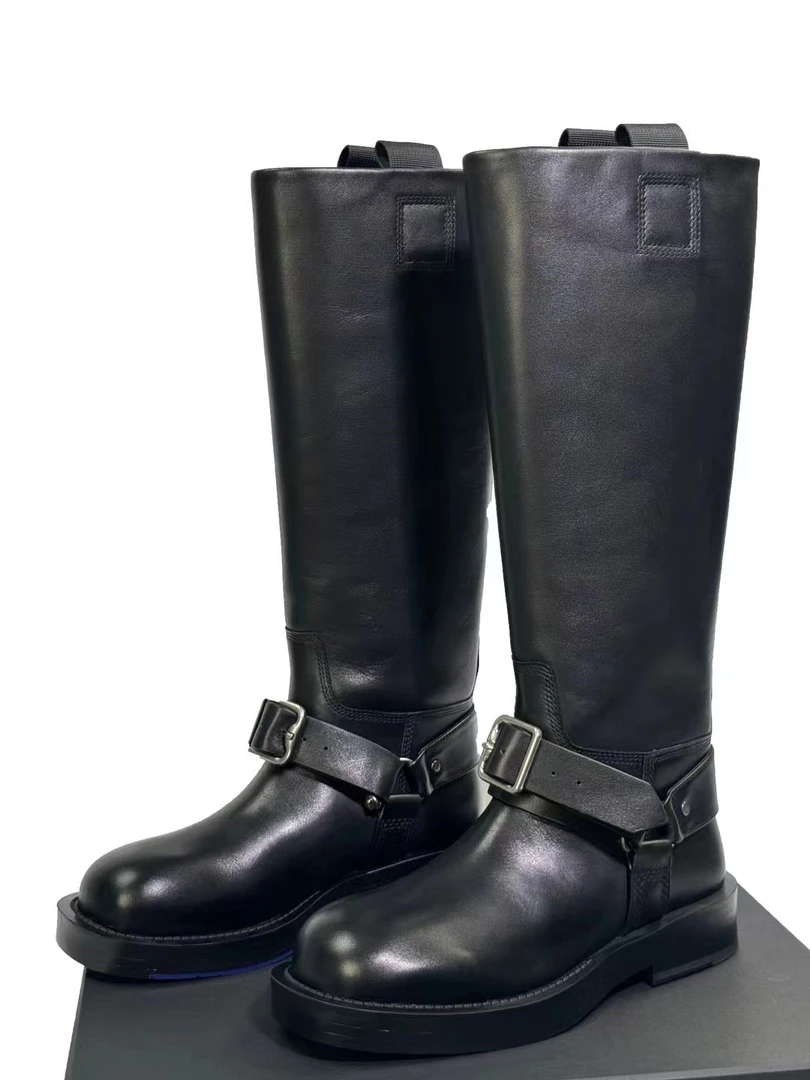 Action Studios【战马】大大推荐厚底真皮圆头套脚高筒靴8783