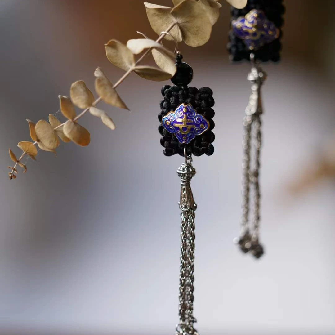 非金属珐琅耳饰 游尘饰品/景泰蓝流苏耳环