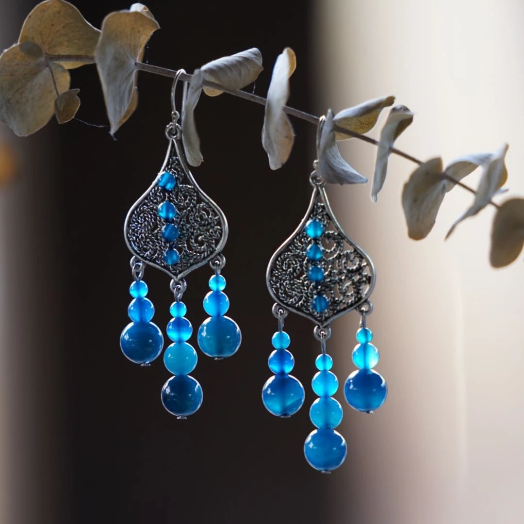 非金属陶瓷耳饰 游尘饰品/蓝色雨耳环