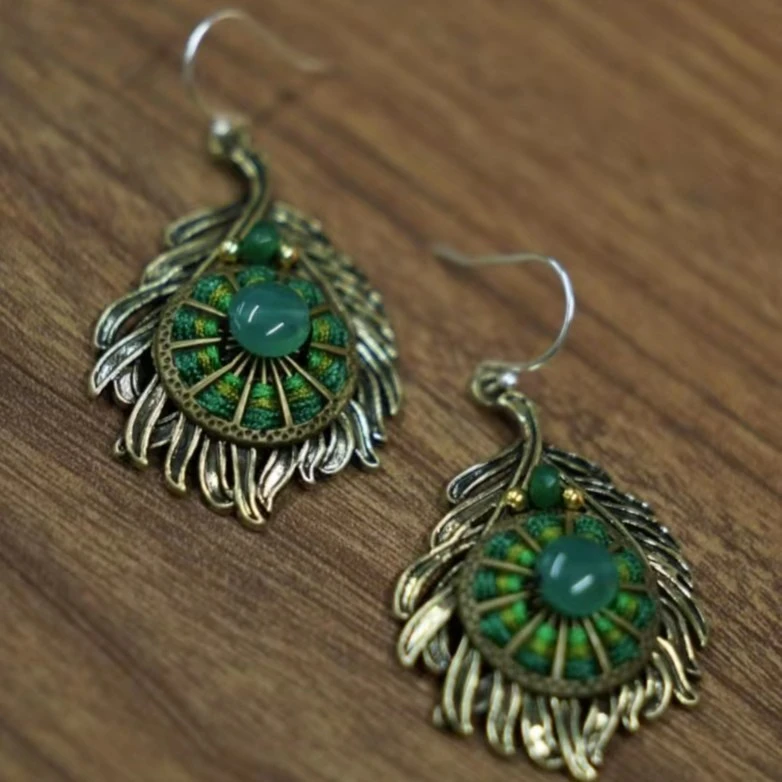 非金属玻璃耳饰 游尘饰品/羽落凡尘耳环