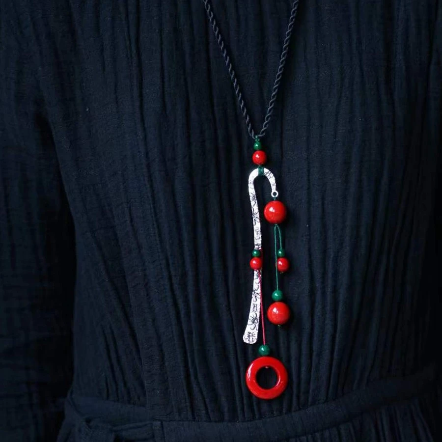 非金属珐琅项链 游尘衣物/银钗项链