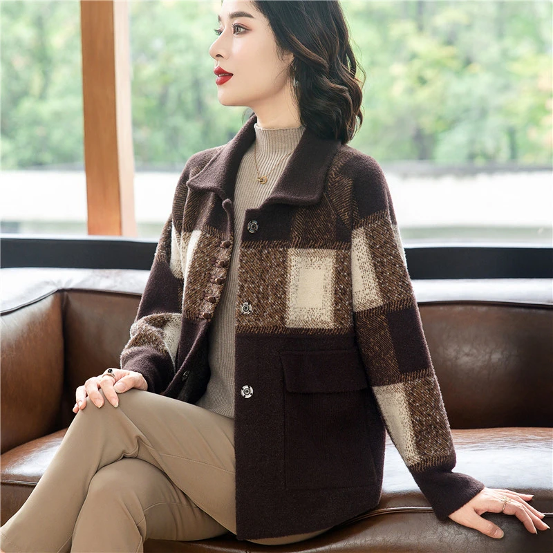 中年妈妈秋冬装毛呢外套2024新款洋气中老年女装春秋上衣夹克外衣