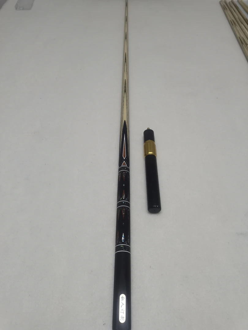 机雕剑纹台球杆，四面镶嵌一体通杆，杆头10.3