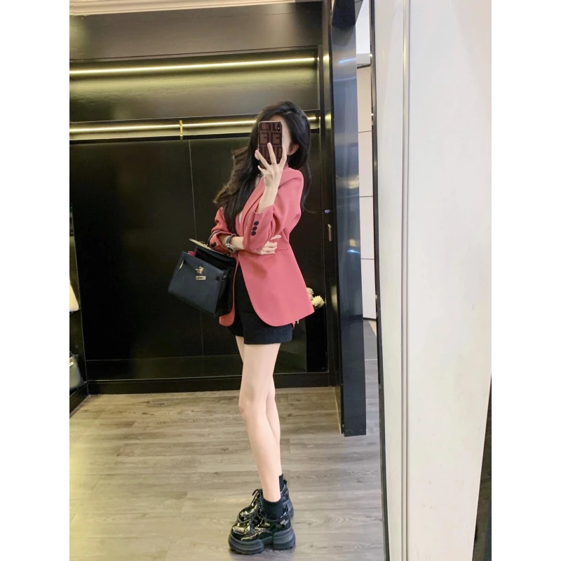 粉色西装女外套2025秋冬季新款高级感气质职业装小个子休闲小西服