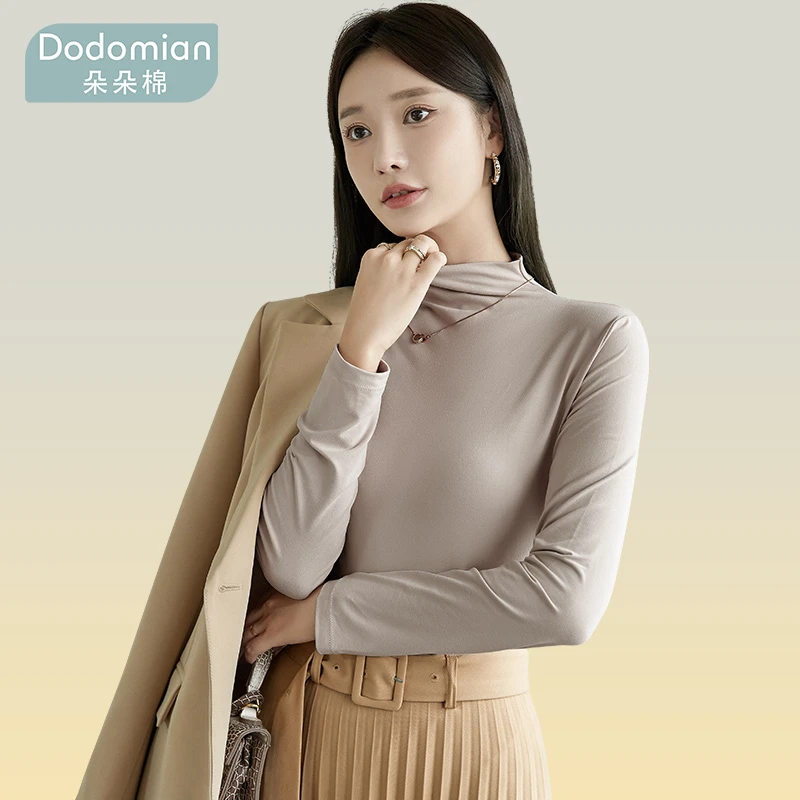 朵朵棉薄款半高领女士肌底衣打底衫百搭春秋内搭时尚长袖成人