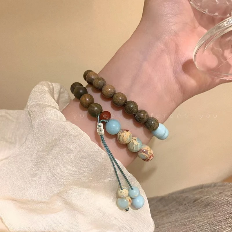 非金属木质手链 新中式拼接禅意手串国风复古单圈Y271