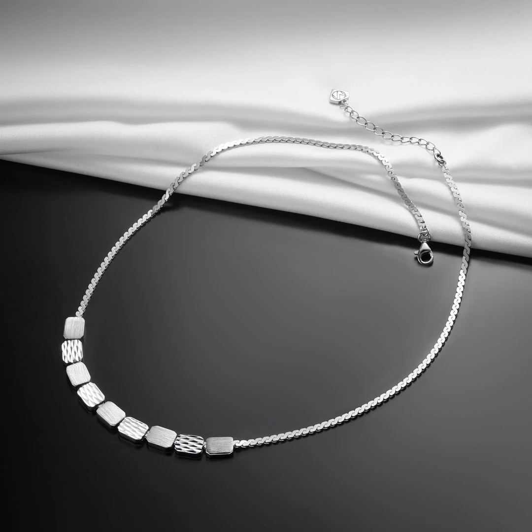 链子925银 九方块项链（0065）时尚百搭轻奢