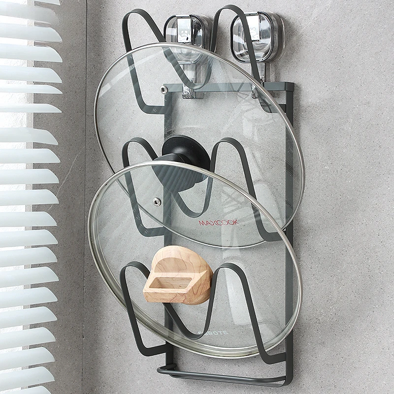 吸盘多层锅盖架壁挂式放置器厨房置物架上墙放锅盖收纳架免打孔