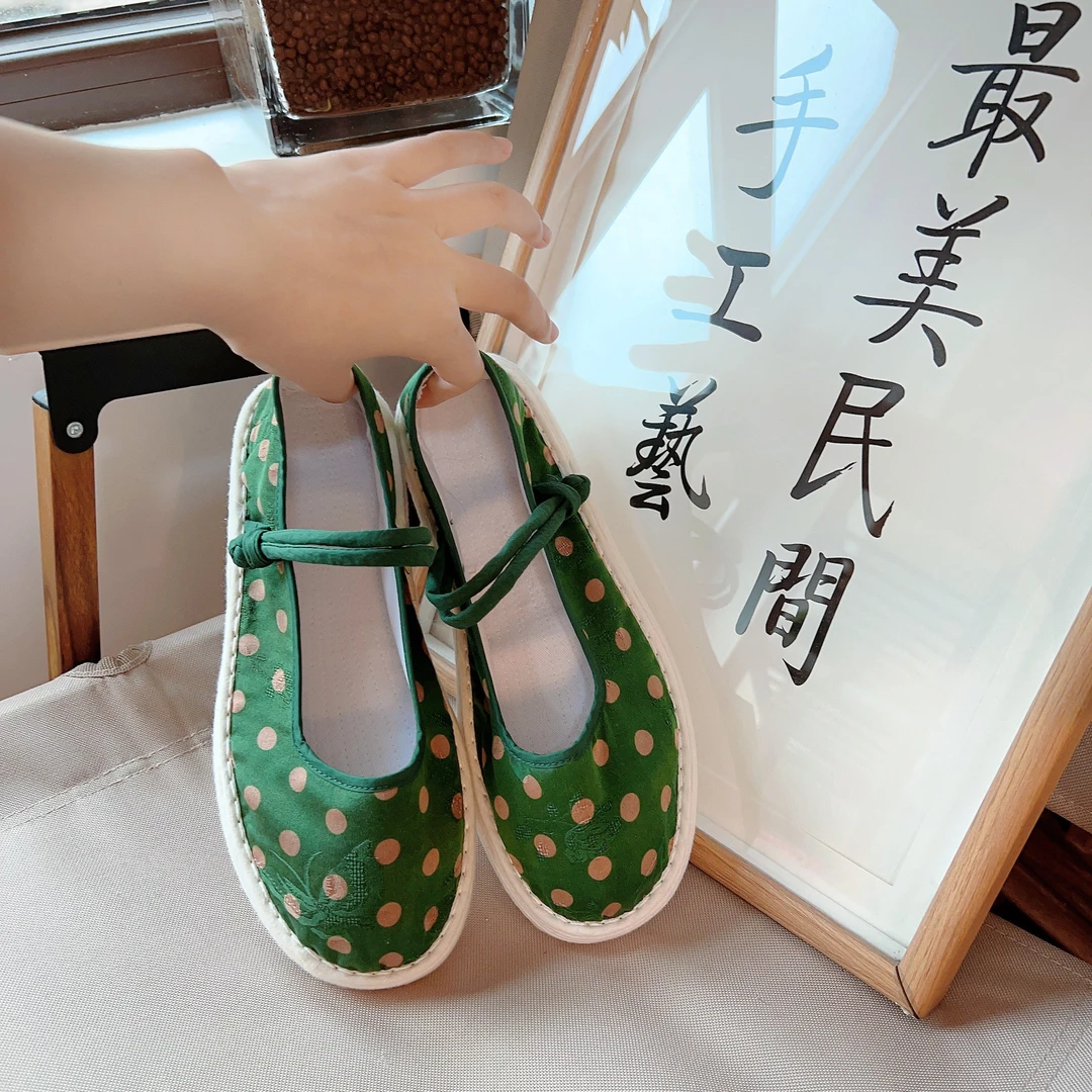 原创老北京千层底复古民族风软底盘扣国潮汉服纯手工布鞋女夏单鞋