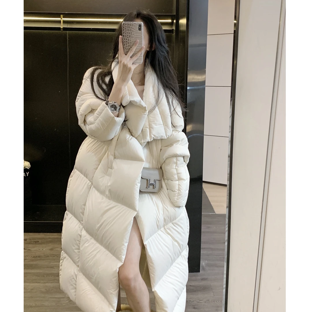 2024冬季韩版宽松设计款慵懒风廓形保暖中长款被子棉服外套女