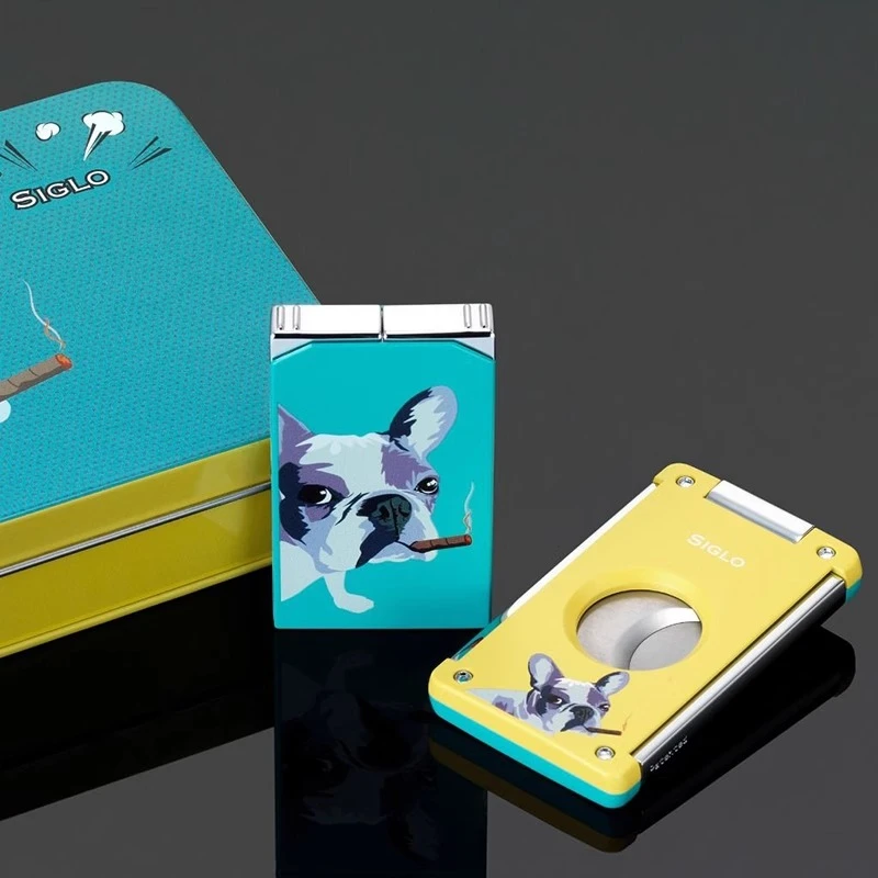 Siglo世纪雪茄配件 狗年防风直冲软火打火机 雪茄剪 狗年套装