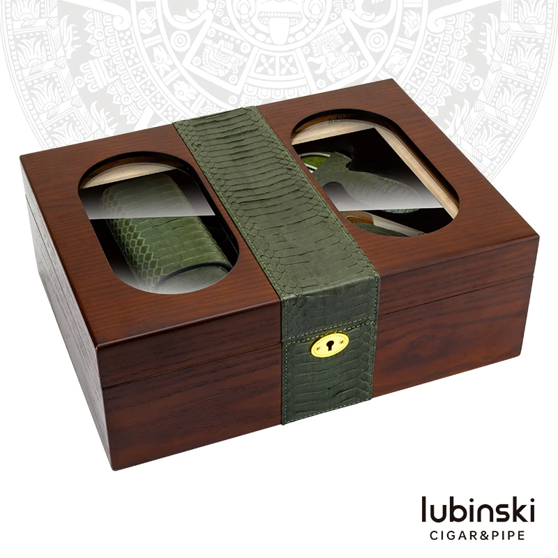 LUBINSKI鲁宾斯基雪茄保湿盒三直冲防风打火机剪刀便携蛇皮套礼盒