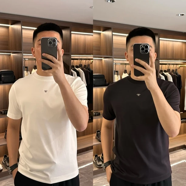 态度｜BK663秋冬新款男士 万针刺绣小标休闲百搭短袖T恤