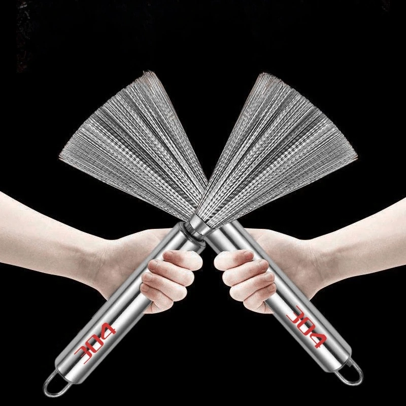 不锈钢锅刷厨房钢丝刷长柄可挂式清洁去油污刷子洗锅刷锅神器