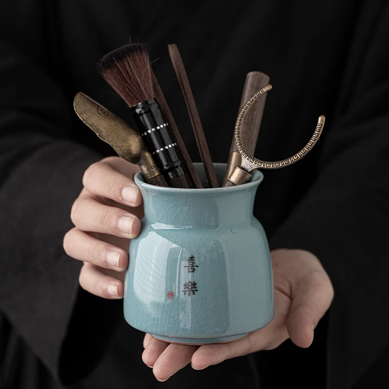 汝窑茶道六君子全套茶夹茶针茶刮茶勺功夫茶道配件茶道瓶开片定制