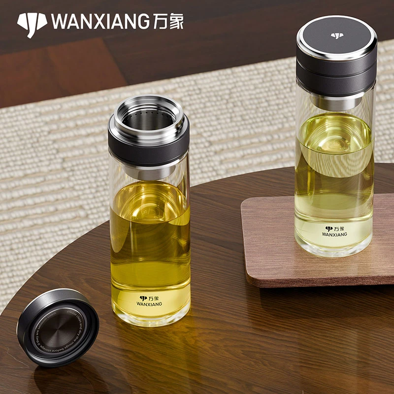 万象茶水分离杯单层玻璃杯商务办公杯泡茶师家用茶杯便携车载