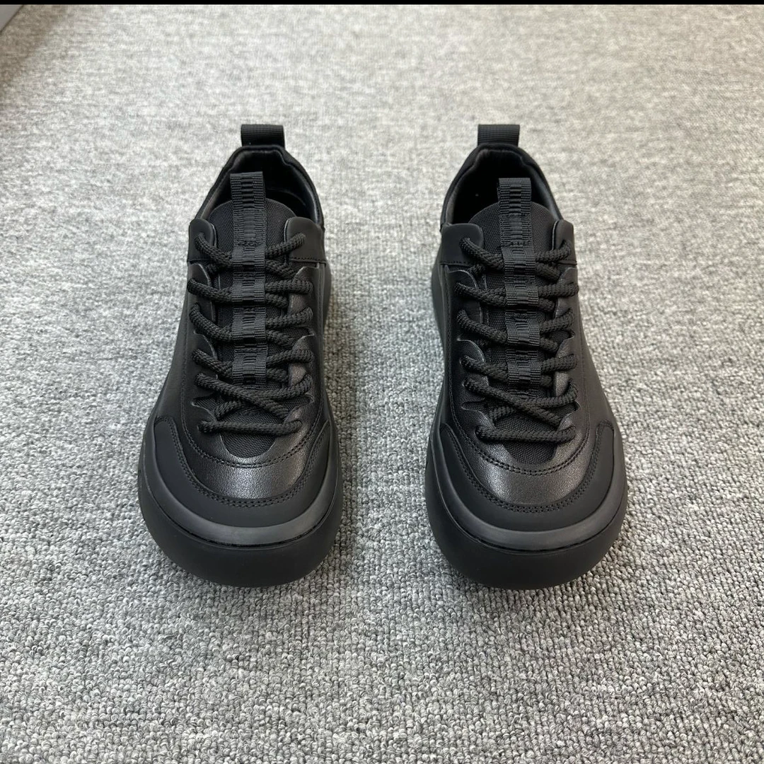 2024新款欧洲站男士真皮休闲皮鞋系带秋季新款韩版一脚蹬皮鞋男