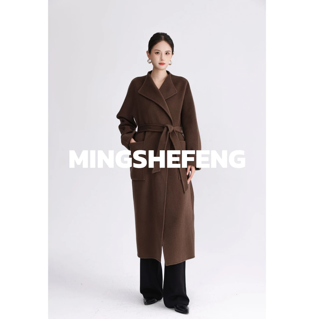MINGSHEFENG 100%澳洲羊毛设计师女毛呢外套中长款时尚宽松大衣
