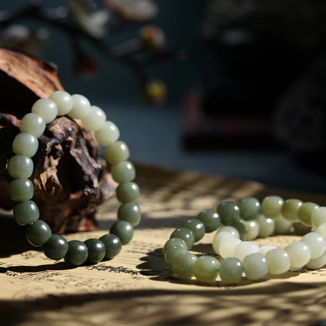 【德巧家】和田玉单圈手串老型珠端庄大气（发一个，多样性发货）