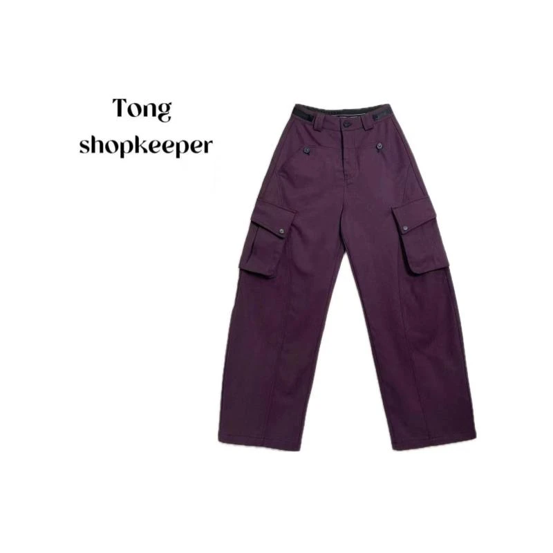 TS-QJ/彤掌柜1681008 【加绒加厚】工艺口袋休闲感阔腿工装休闲裤