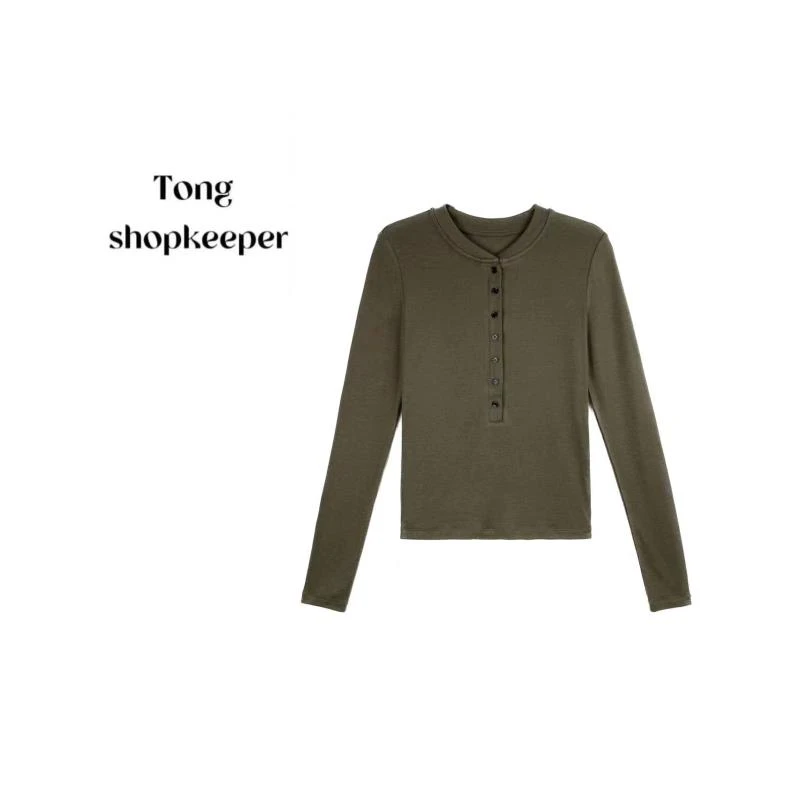 TS-QJ/彤掌柜168816 【莱赛尔+羊毛】早秋新品纽扣时尚百搭显瘦长袖