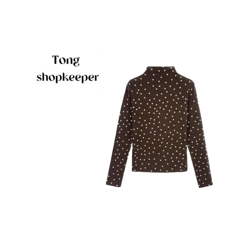 QJ/彤掌柜169017【红人上新】德绒绵羊毛秋冬保暖波点设计上衣内搭