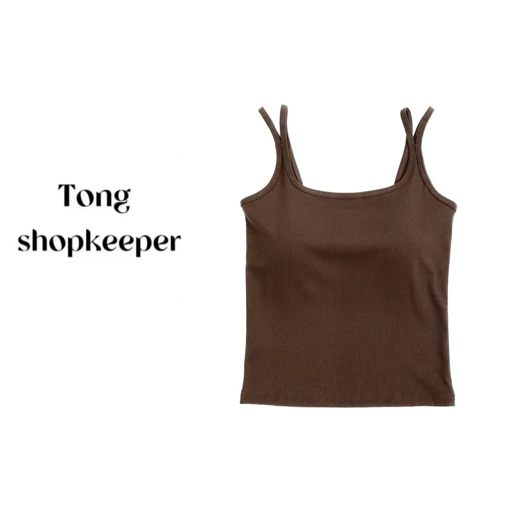 QJ/彤掌柜168388  经典美背带胸垫内搭细肩带外穿高弹力背心