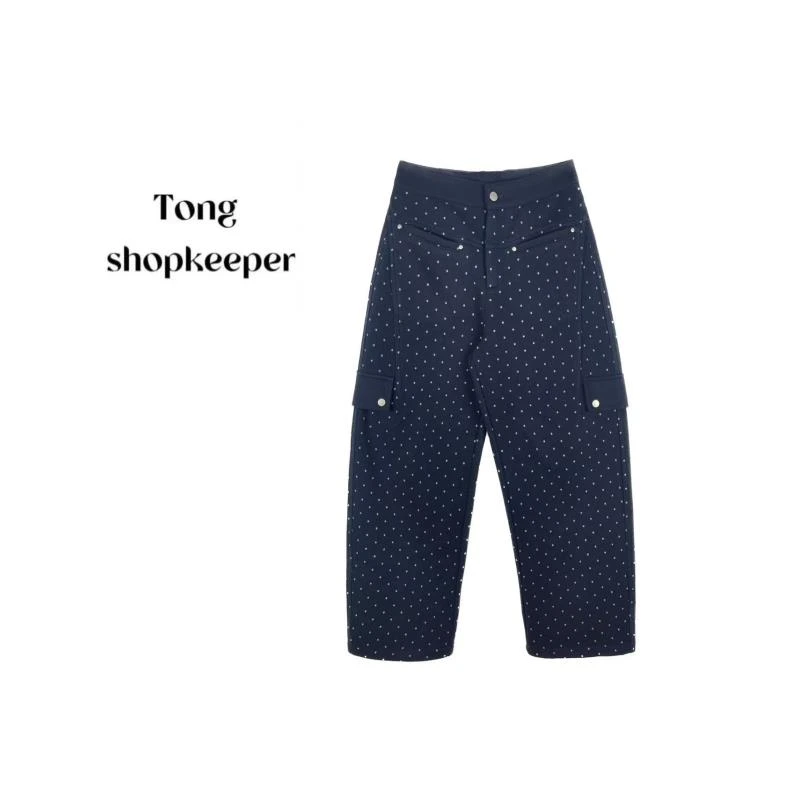 QJ/彤掌柜1681091【红人上新】秋冬24波点毛妮重磅窄版工装弯刀裤
