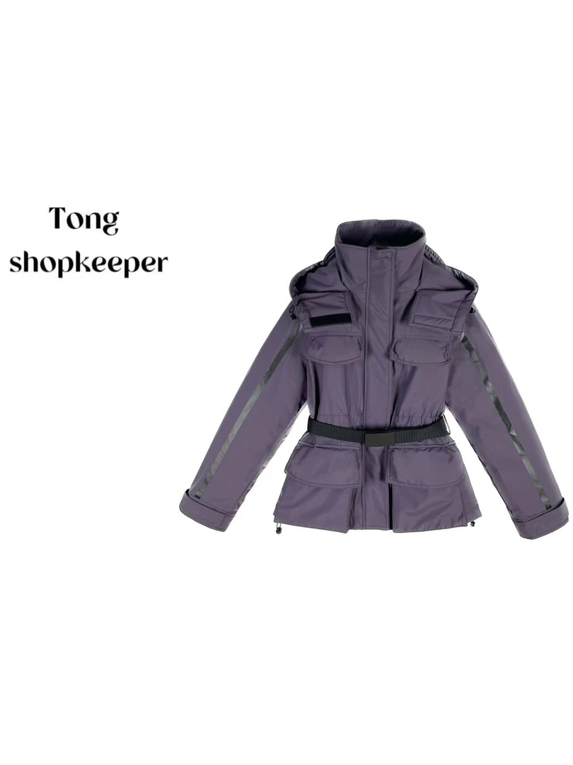 TS-QJ/彤掌柜1681040 秋冬款鹅绒服工装夹克休闲收腰羽绒服外套