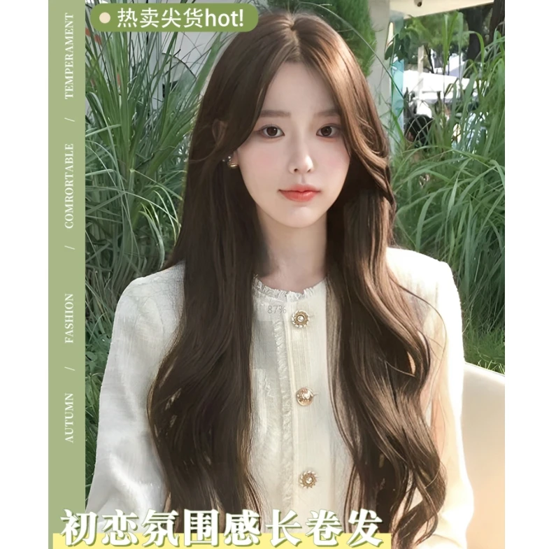 【榛果灰棕】前额蕾丝假发网红女中分刘海长卷发自然修脸网红全头套