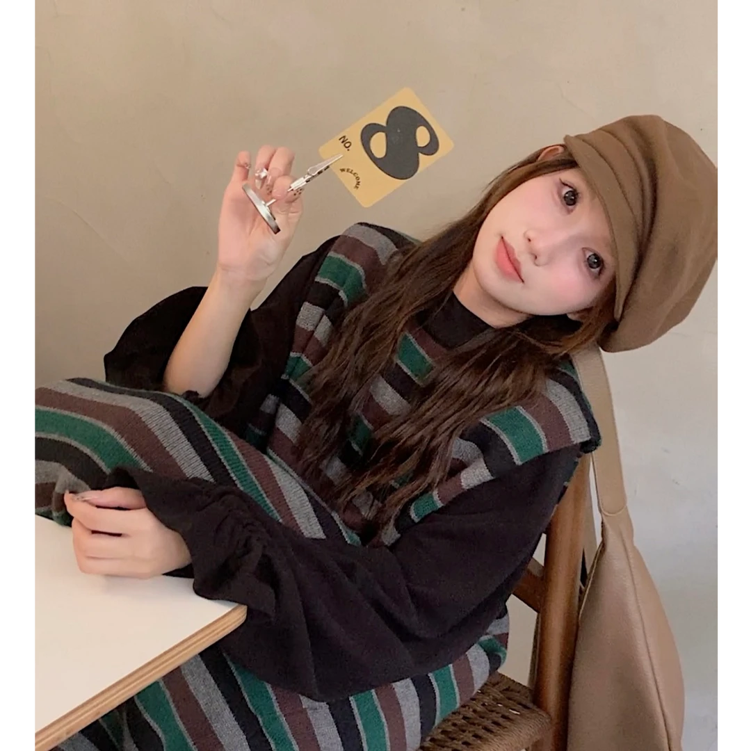 简约打底衫喇叭袖磨毛宽松圆领T恤长袖半高领内搭上衣  8156