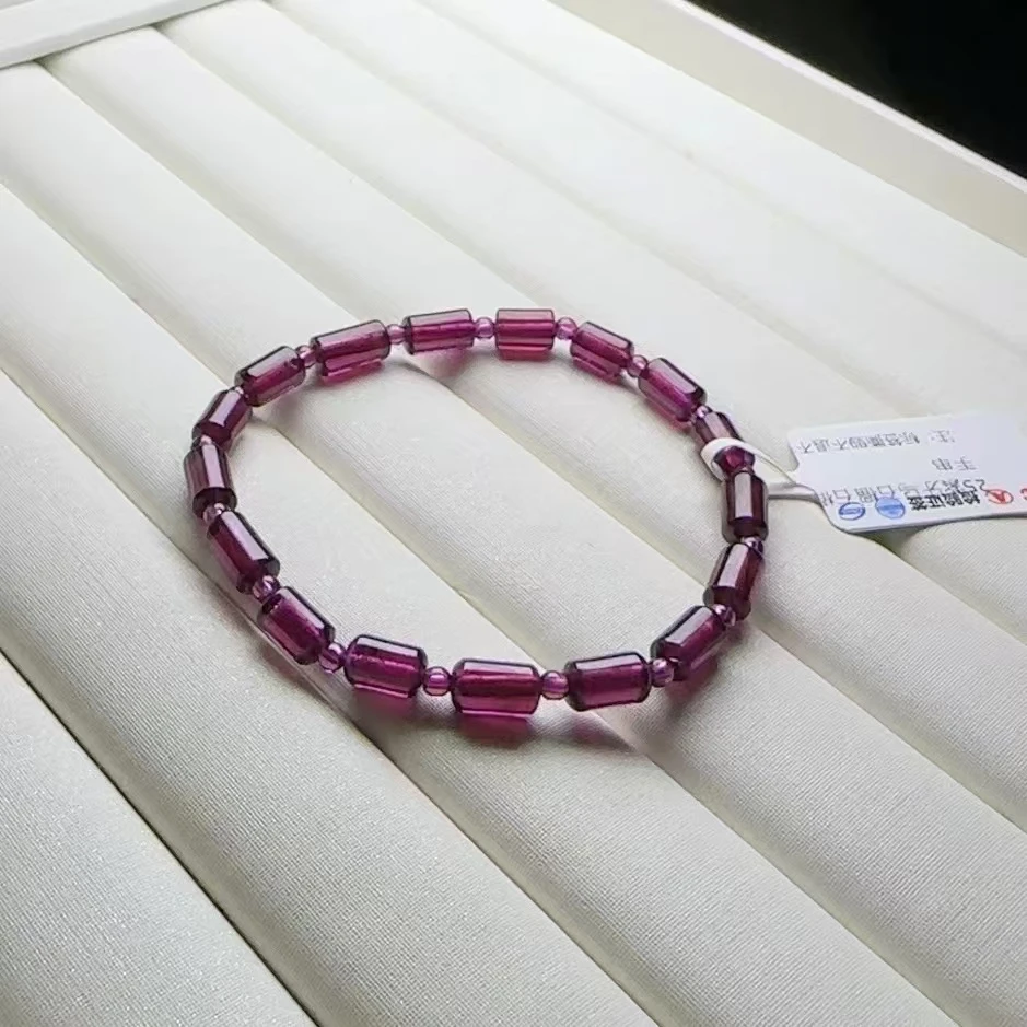 25紫牙乌石榴石桶珠手串（多样性发一） 天然杂裂矿点，完美主义慎