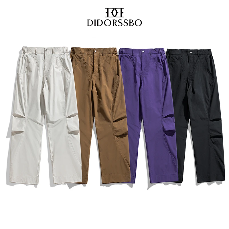 DIDORSSBO秋季男女款韩版时尚潮流百搭防泼水褶皱直筒休闲长裤K28